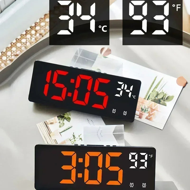 Voice Control LED Alarm Clock with Temperature Display - Smarsty