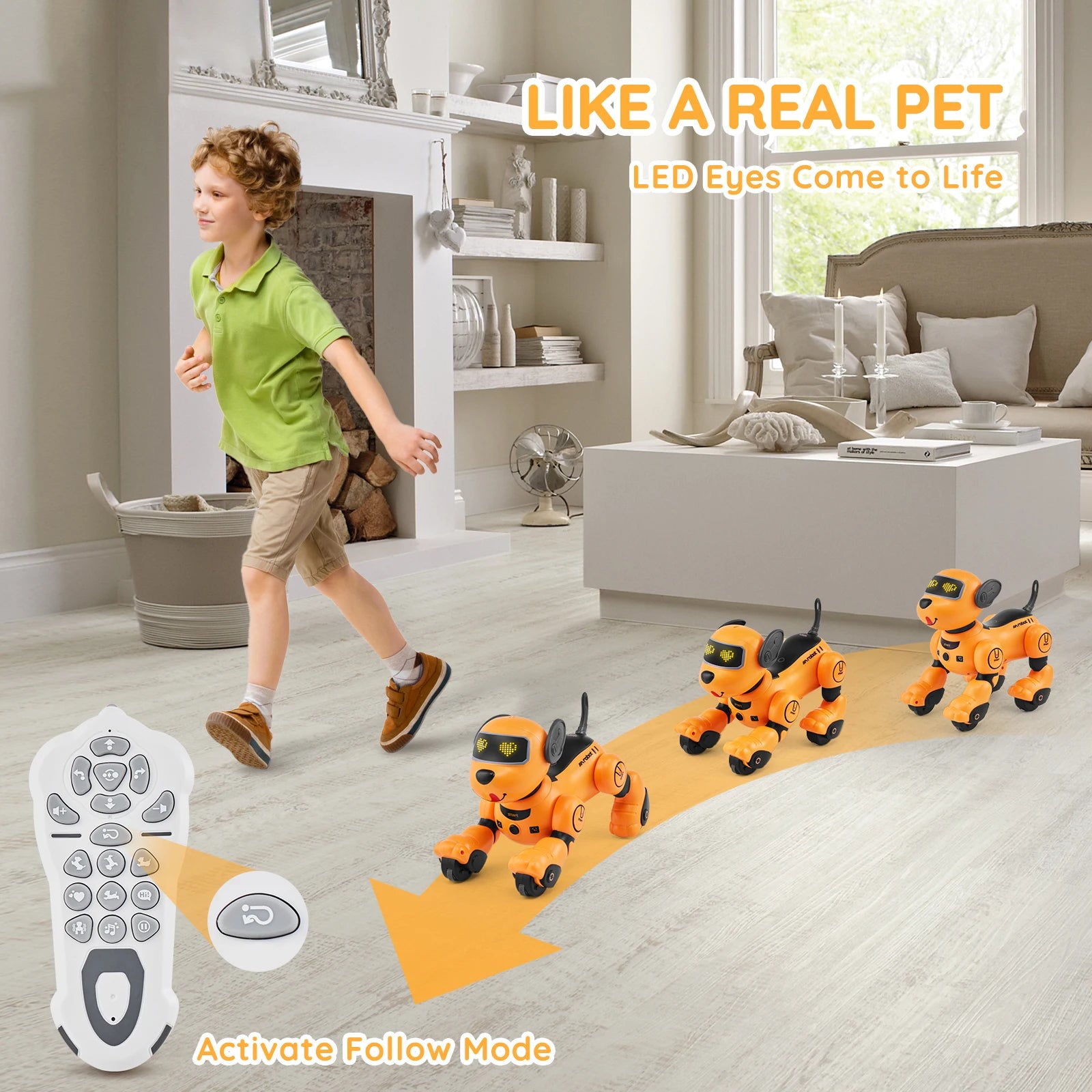 SucceBuy Remote Control Robot Dog Toy Dog Programmable Smart Interactive Robotic Pet for Kids Singing Dancing RC Stunt Toy