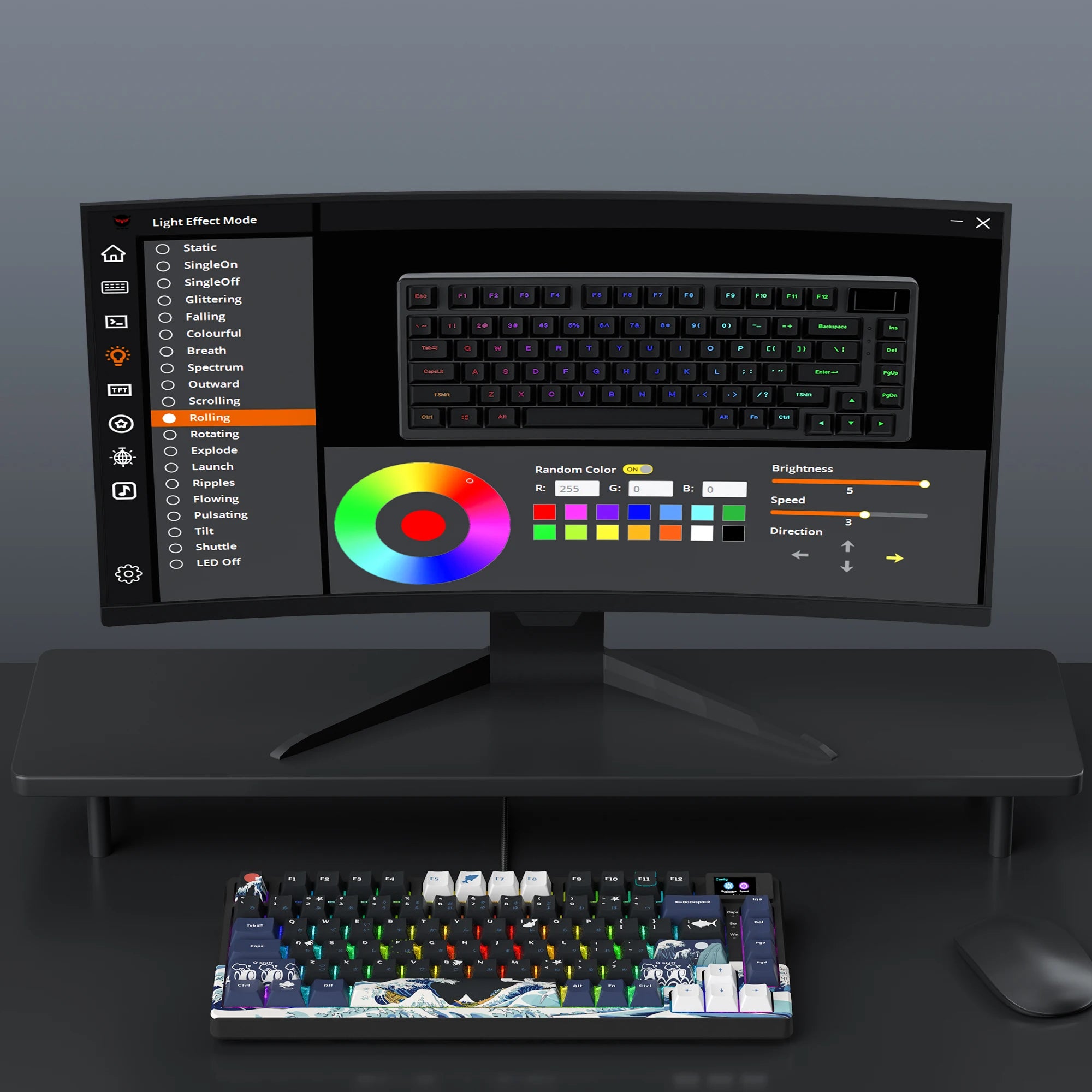 Wired Mechanical Keyboard With OLED Display Hot Swappable