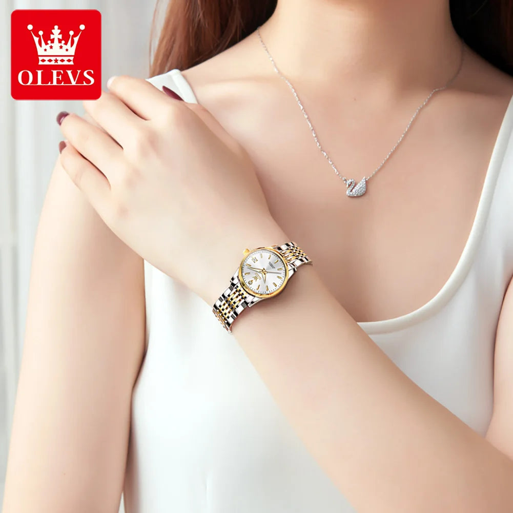 OLEVS Ladies Automatic Wristwatch Waterproof Stainless Steel - Smarsty