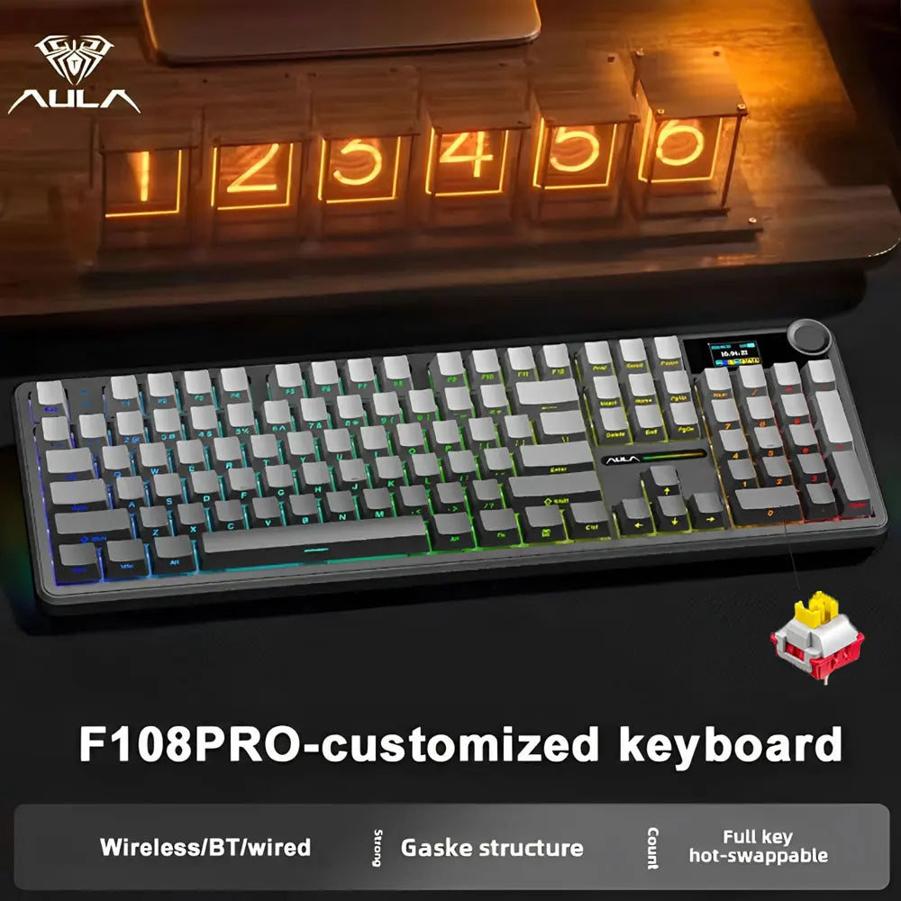 Tri Mode Gaming Mechanical Keyboard With TFT Display
