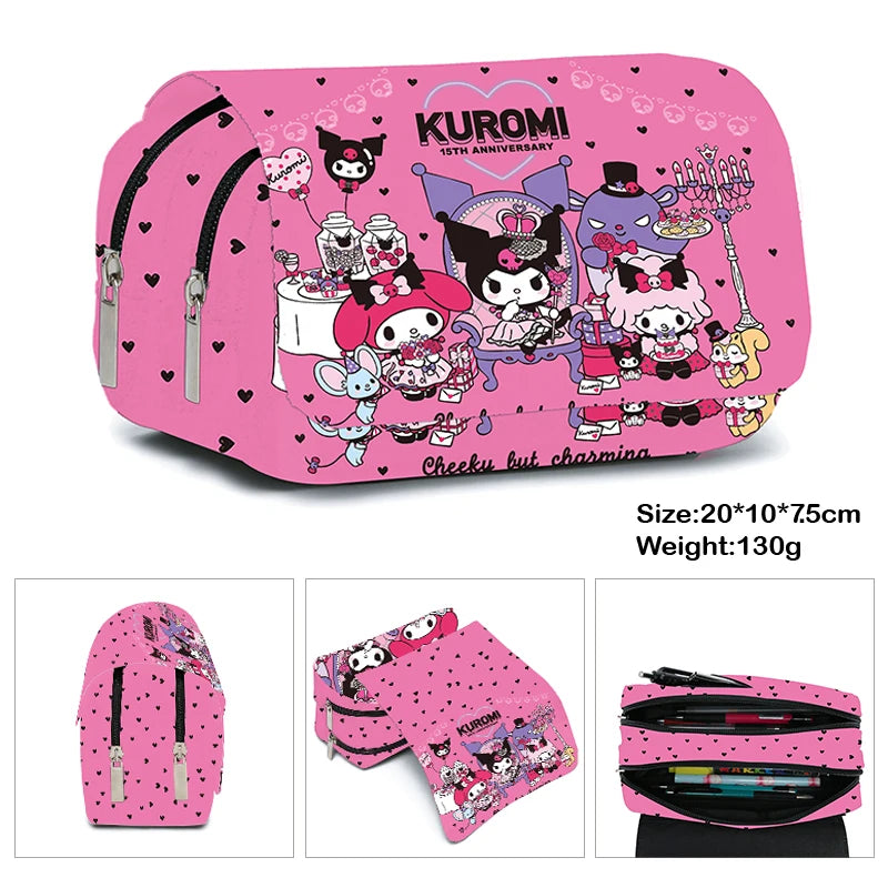 Cartoon Double Layer Pencil Bag for Kids School Use - Smarsty