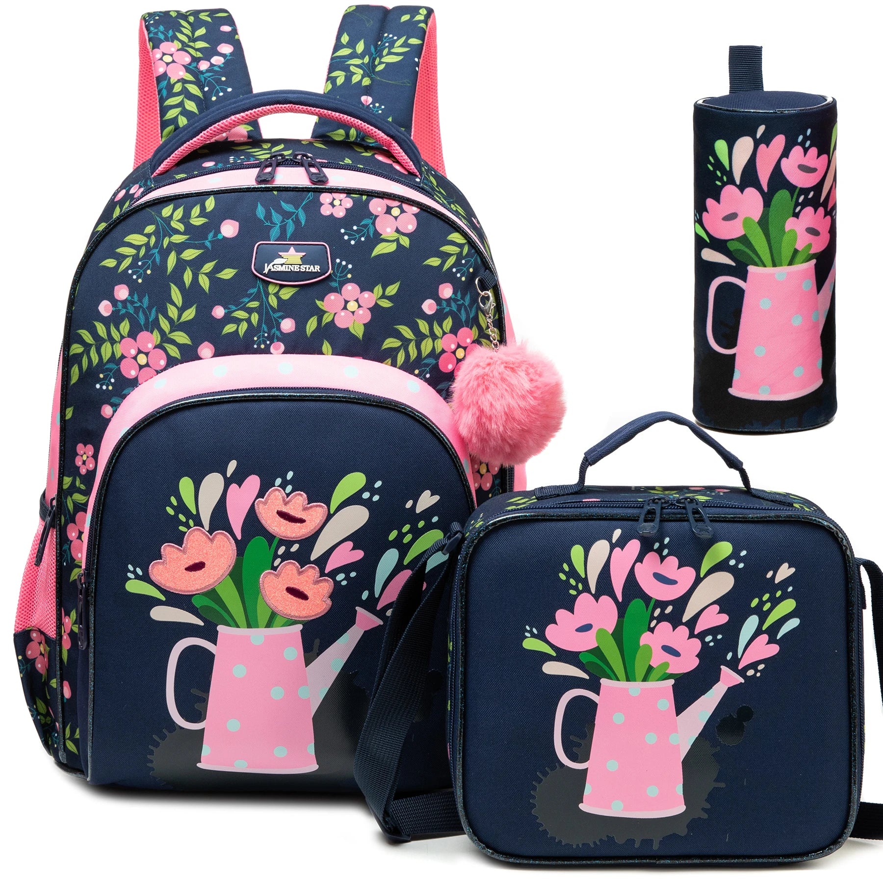 Colorful Floral Girls Backpack Set With Lunch Box 3 Piece - Smarsty