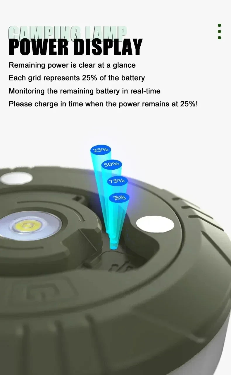 Camping String Lights,33Ft Light with Lanterns (2 in 1 Design),Camping Lights 2000mAh,IPX6 Waterproof,Rechargeable Flashlights by Smarsty