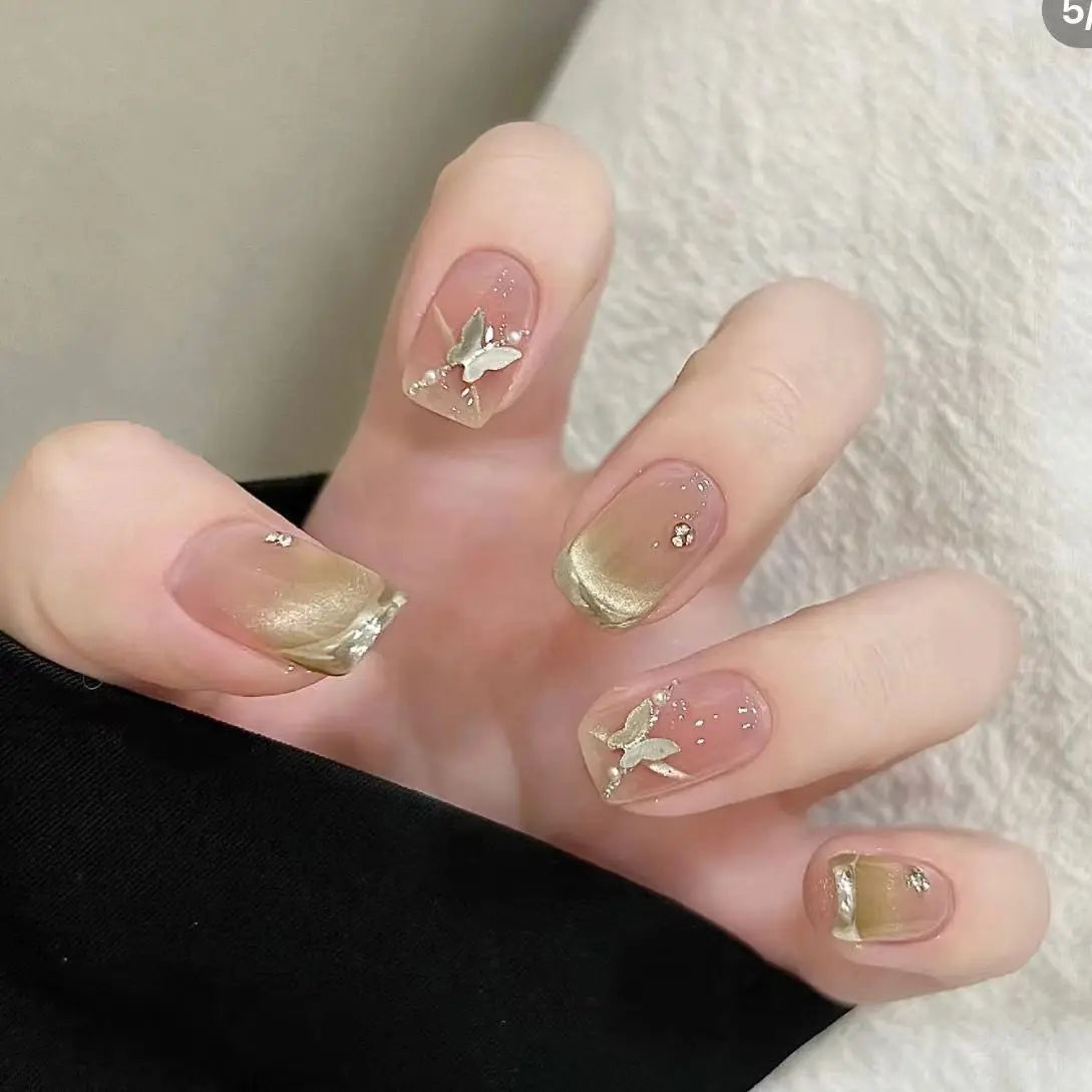 24Pcs Cute Pink Cat Eye Press On Nails Set - Smarsty