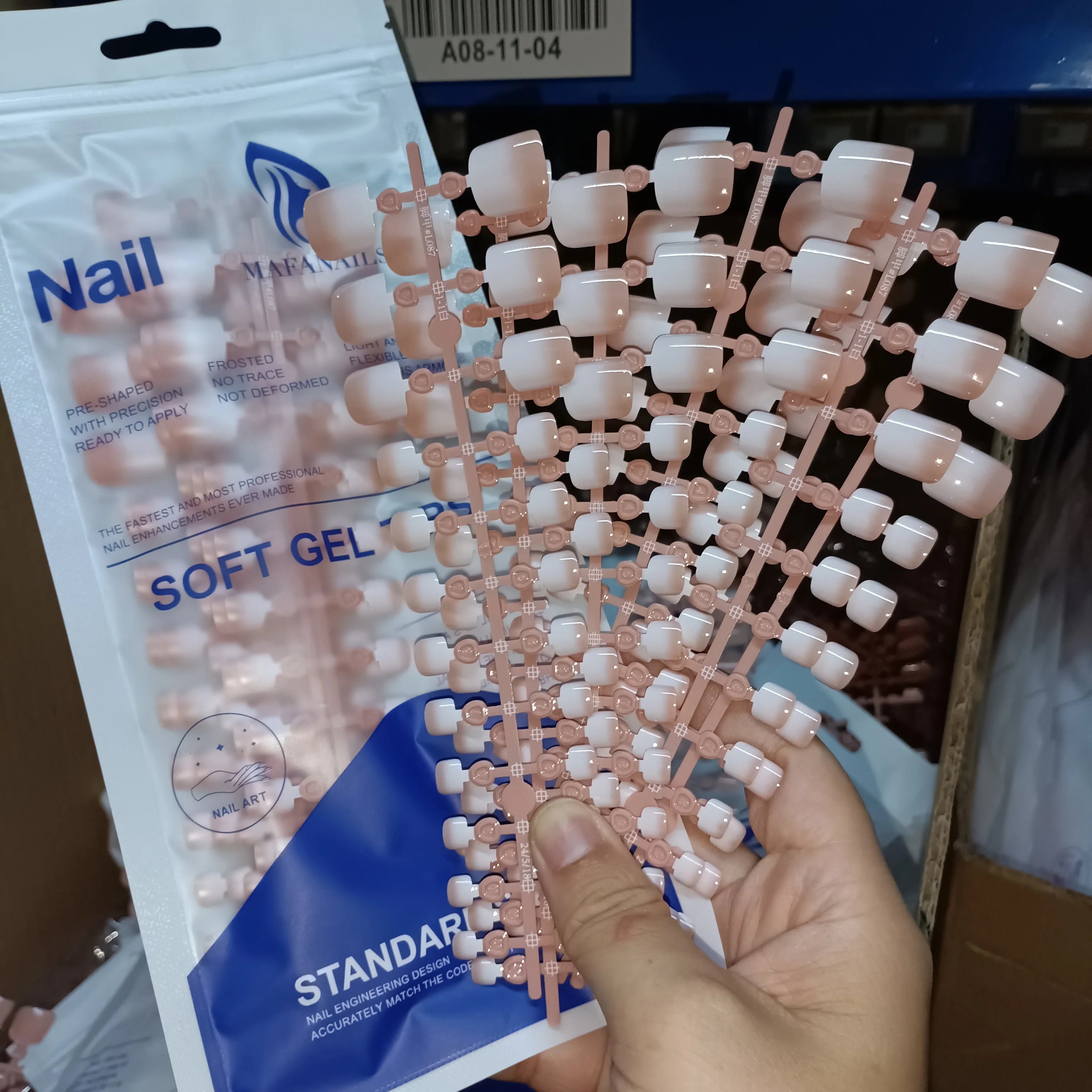 120 Pieces Pink Square Toe Nail Tips Full Cover Extensions - Smarsty