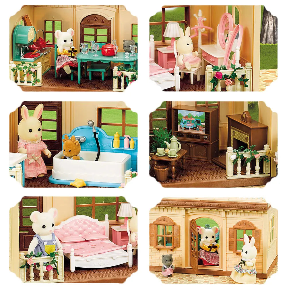 1/12 Dollhouse Furniture Family House Villa Simulate Forest Rabbit Animal Family Miniature Scene Toy Display Furniture Toy Gift by Smarsty