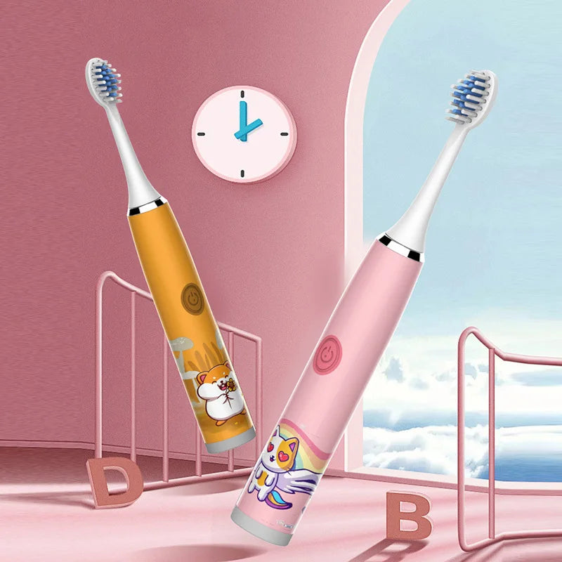Child's Rechargeable Sonic Electric Toothbrush With Replacement Heads - Smarsty