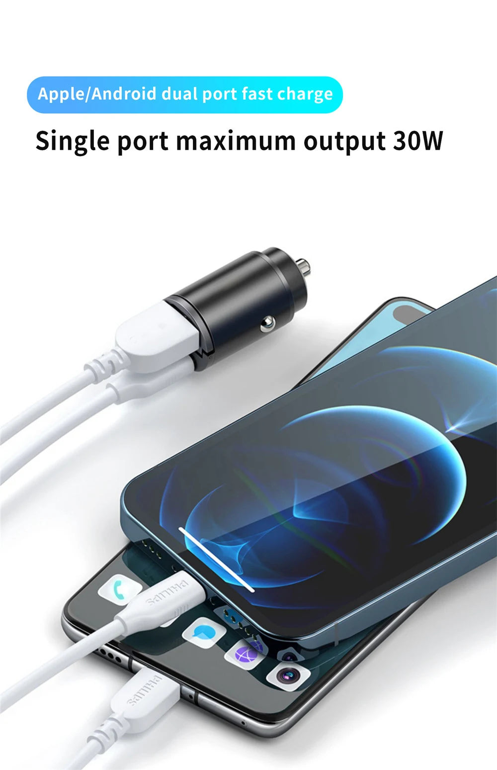 100W/200W QC3.0 PD Mini Car Charger 12-24V Lighter Fast Charging Car USB Type C Charger for Xiaomi Samsung Huawei iPhone Power - Smarsty