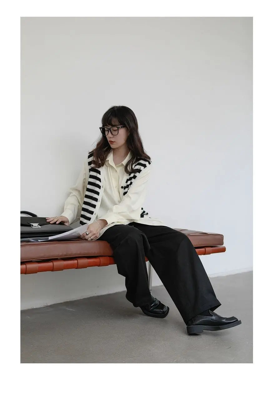 2025 Summer Minimalist Long Sleeve Button Up Shirt Women Korean Style Solid Tie Oversize Shirts Blouse Loose Clothes Autumn Tops - Smarsty