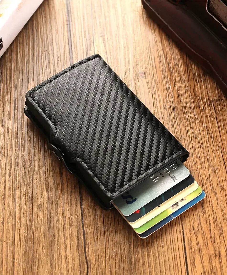 Carbon Fiber Rfid Blocking Men ID Credit Card Holders Wallet Leather Metal Business Bank CreditCard Cardholder Case Carteras