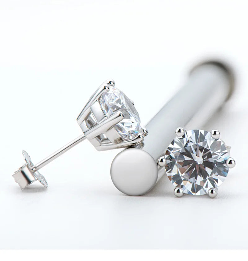 Moissanite Stud Earrings 0.5-2ct 18K Gold Plated Luxury - Smarsty