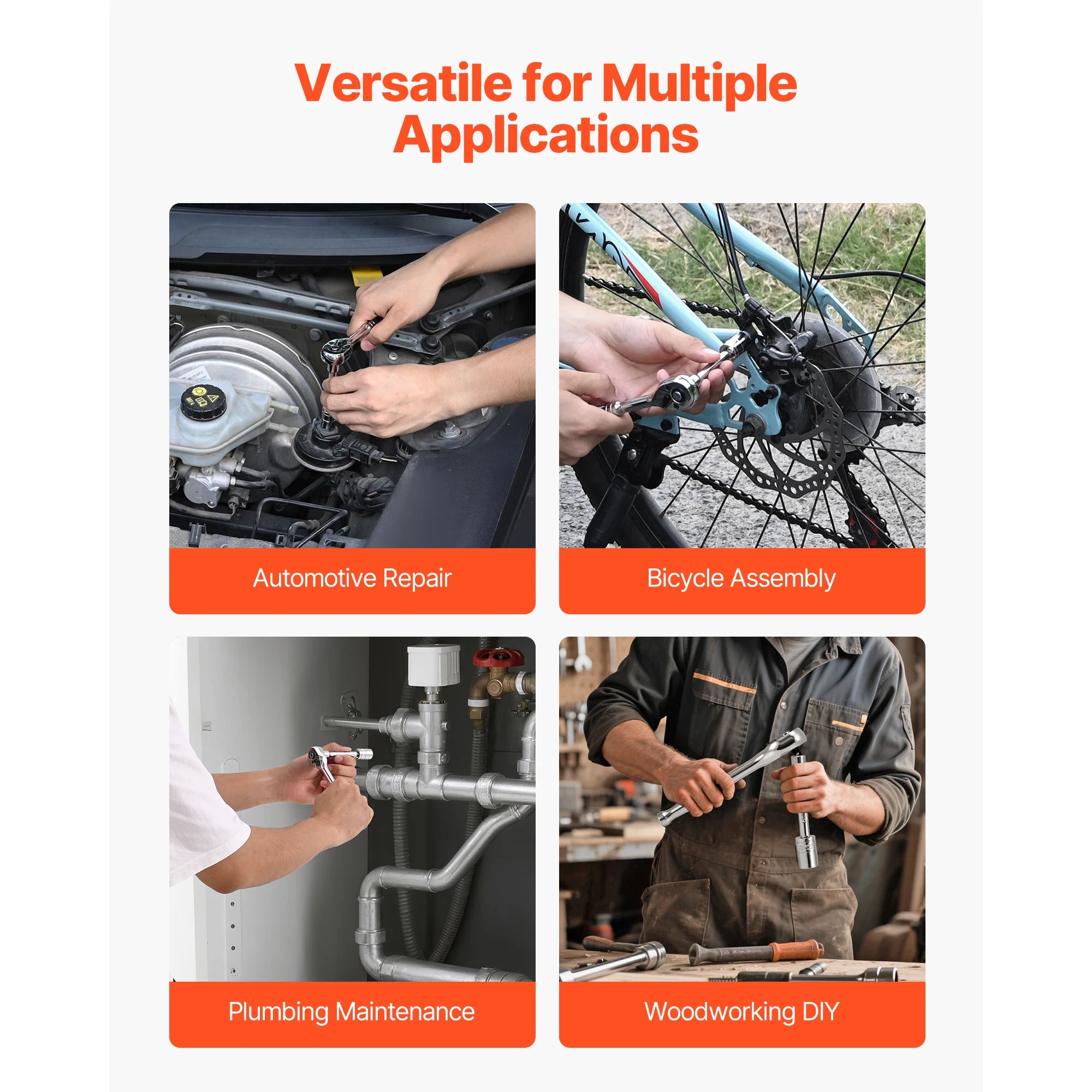 SucceBuy Socket Set 86 Pieces 3/8 1/4 1/2in Drive Socket and Ratchet Set SAE Metric Mechanic Tool Kit with Ratchet Wrench