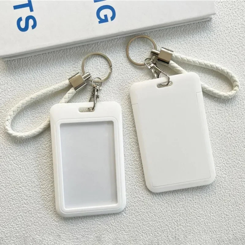 1Pc Macaron Bus ID Card Protective Cover Cases Student Meat Keyring Card Campus Access Door Credit Card Holder Bag Set Key Chain