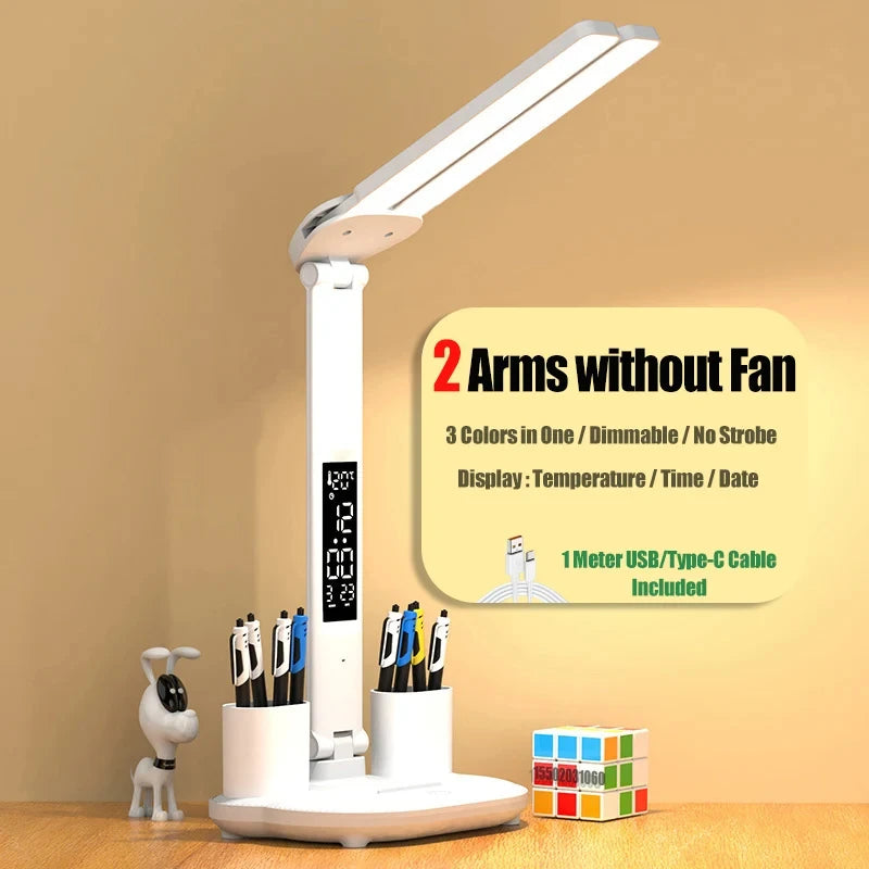 Dimmable USB Folding Desk Lamp with Alarm Clock - Smarsty