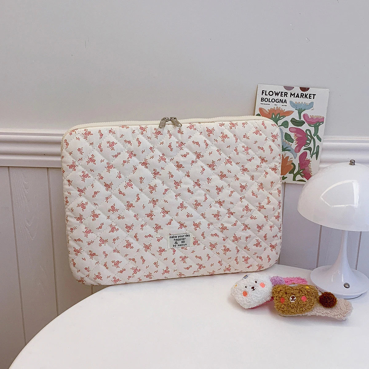 Chic Flower Print Quilted Laptop Bag 11 14 15 Sleeve