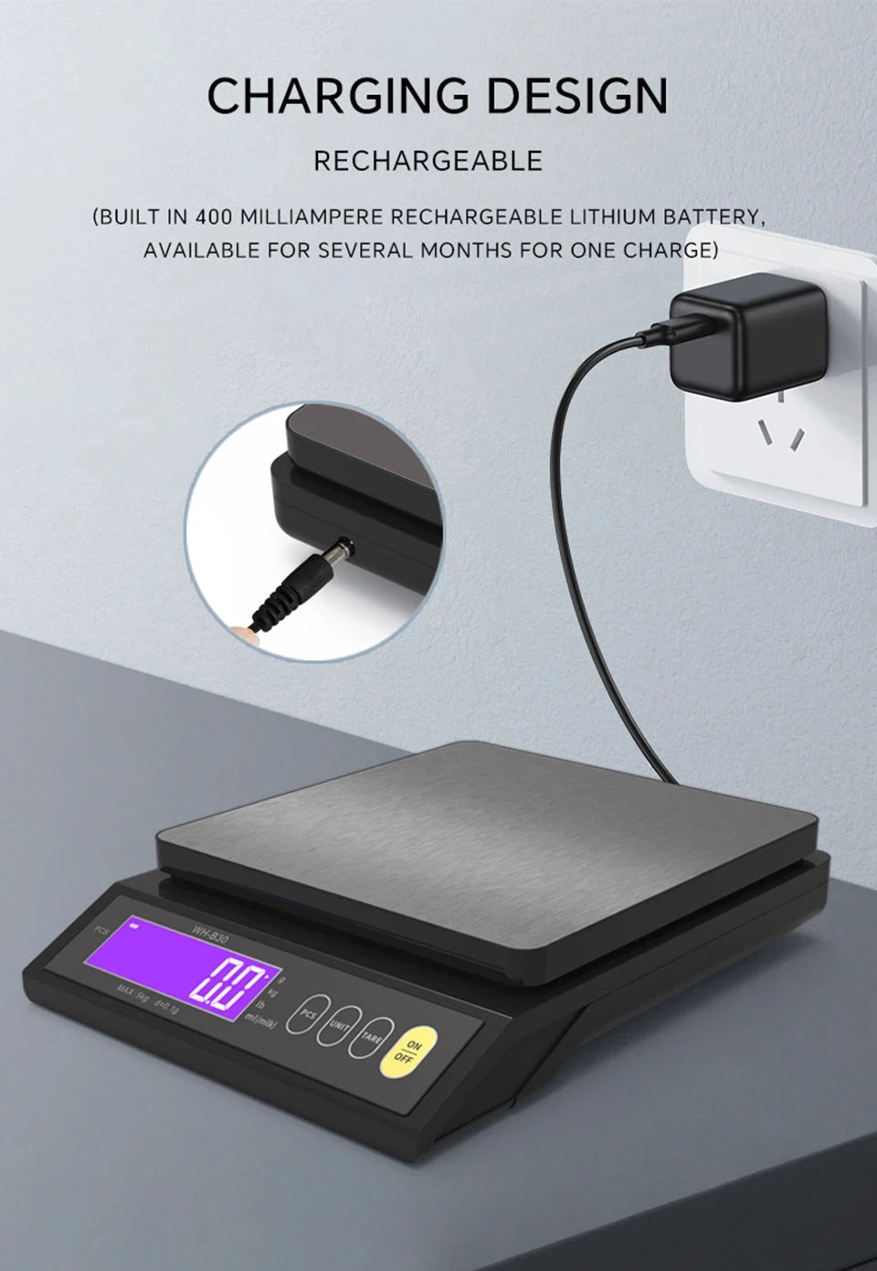 Digital Kitchen Scale with Waterproof Design and LCD Display - Smarsty