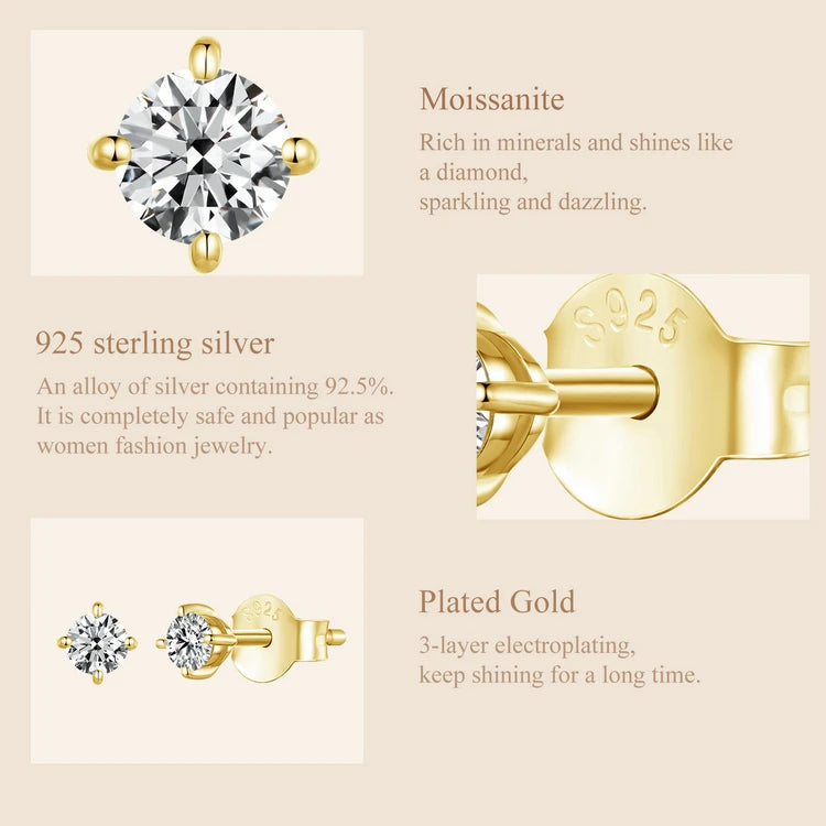 Moissanite Earrings 925 Sterling Silver D Color Studs - Smarsty