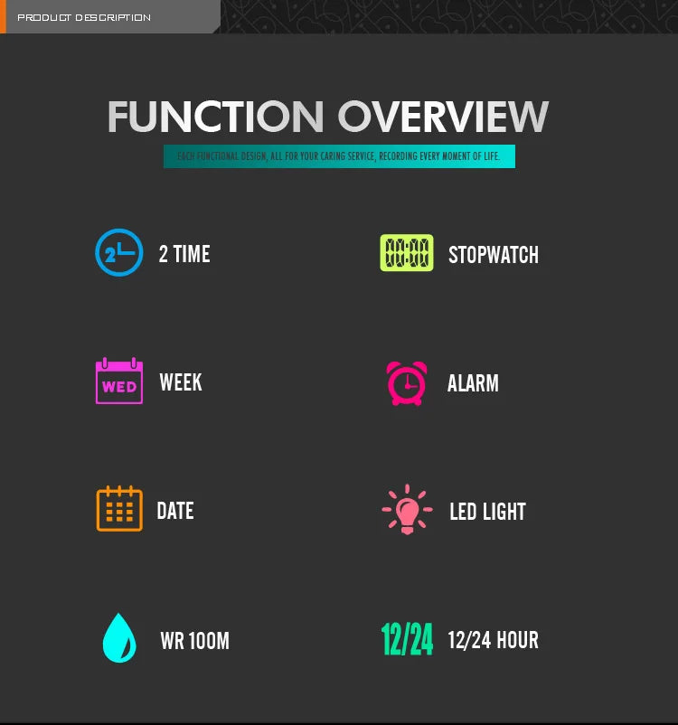 Waterproof Digital Sport Watch with 10 Year Battery Life - Smarsty