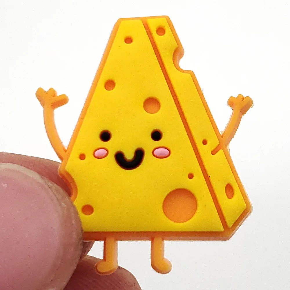 20pcs Food Series Cake Pizza PVC Shoe Charms Accessories Clogs Bubble Slides Sandals Shoe Buckles Decorations Pins Kids Gifts