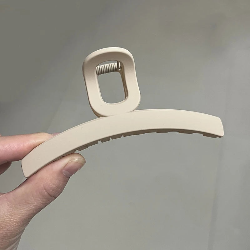 Korean Coffee Beige Acrylic Geometric Hair Claw Clip Large - Smarsty