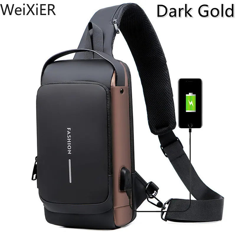Anti Theft Chest Bag With USB Charging Crossbody For Men - Smarsty