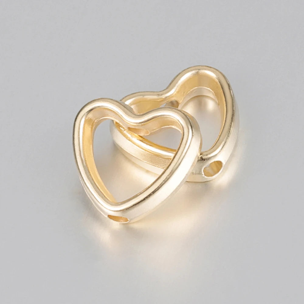 50pcs Heart Frame Beads Double Hole Spacers for Jewelry Making - Smarsty