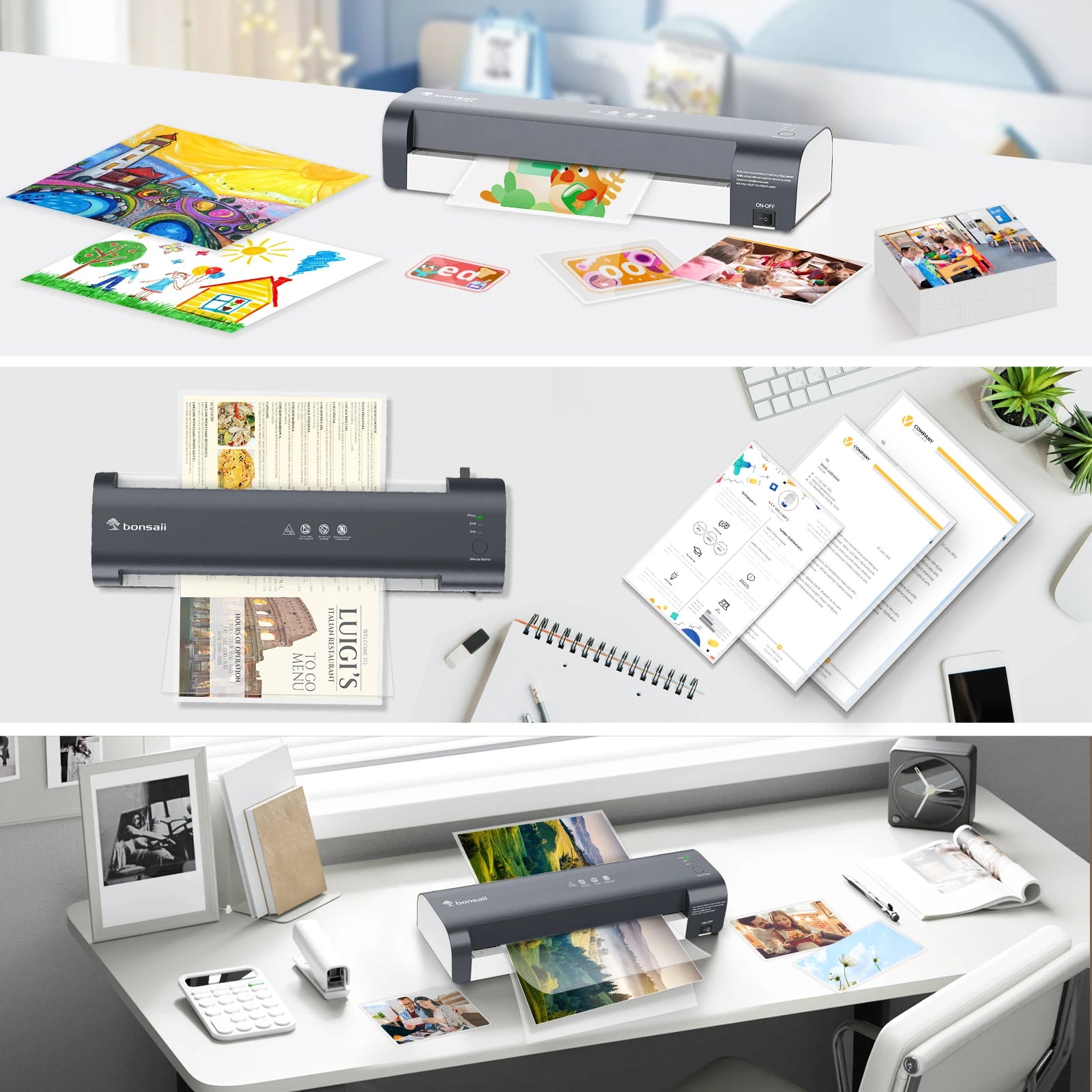 BONSAII 13" Laminator for A3, Never Jam, Smart Temp, Long-Lasting Preservation, Ideal for Home/Office/Classroom