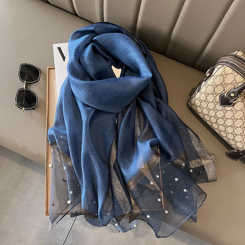 Luxury Women Silk Scarf Lightweight Summer Shawl - Smarsty