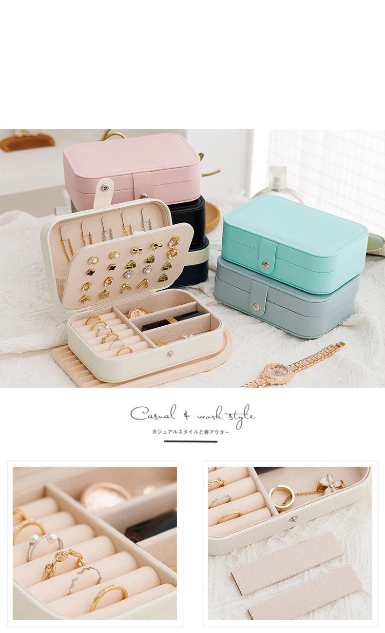 Portable Leather Jewelry Storage Box Travel Organizer - Smarsty