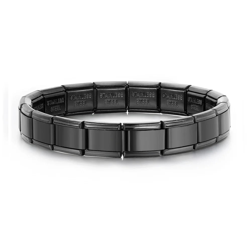 Italian 9mm Charm Link Elastic Stainless Steel Bracelet - Smarsty