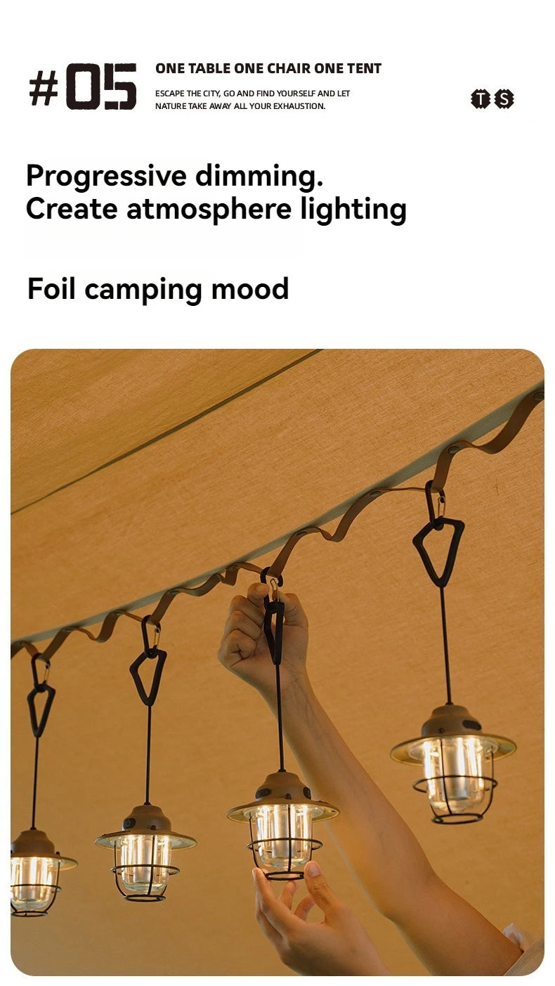 Shine Trip Outdoor Retro Smalldroplight, Campsite Lamp, Atmosphere Lamp, USB Charging Tent Light, LED Camping Hangling Lamp by Smarsty