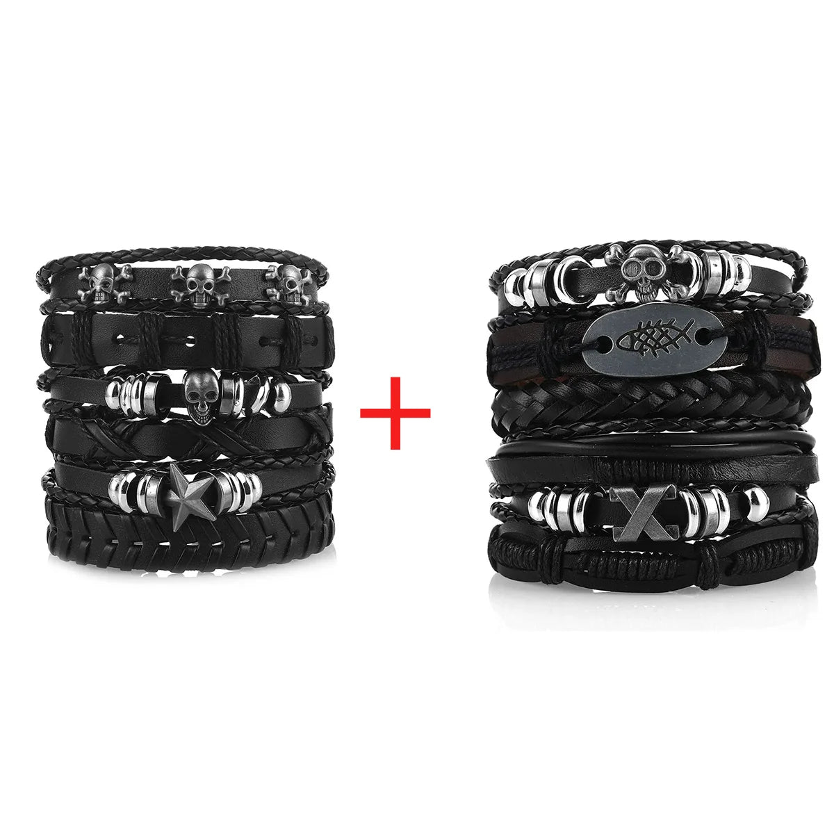 Viking Leather Bracelet For Men Adjustable Skull Design - Smarsty