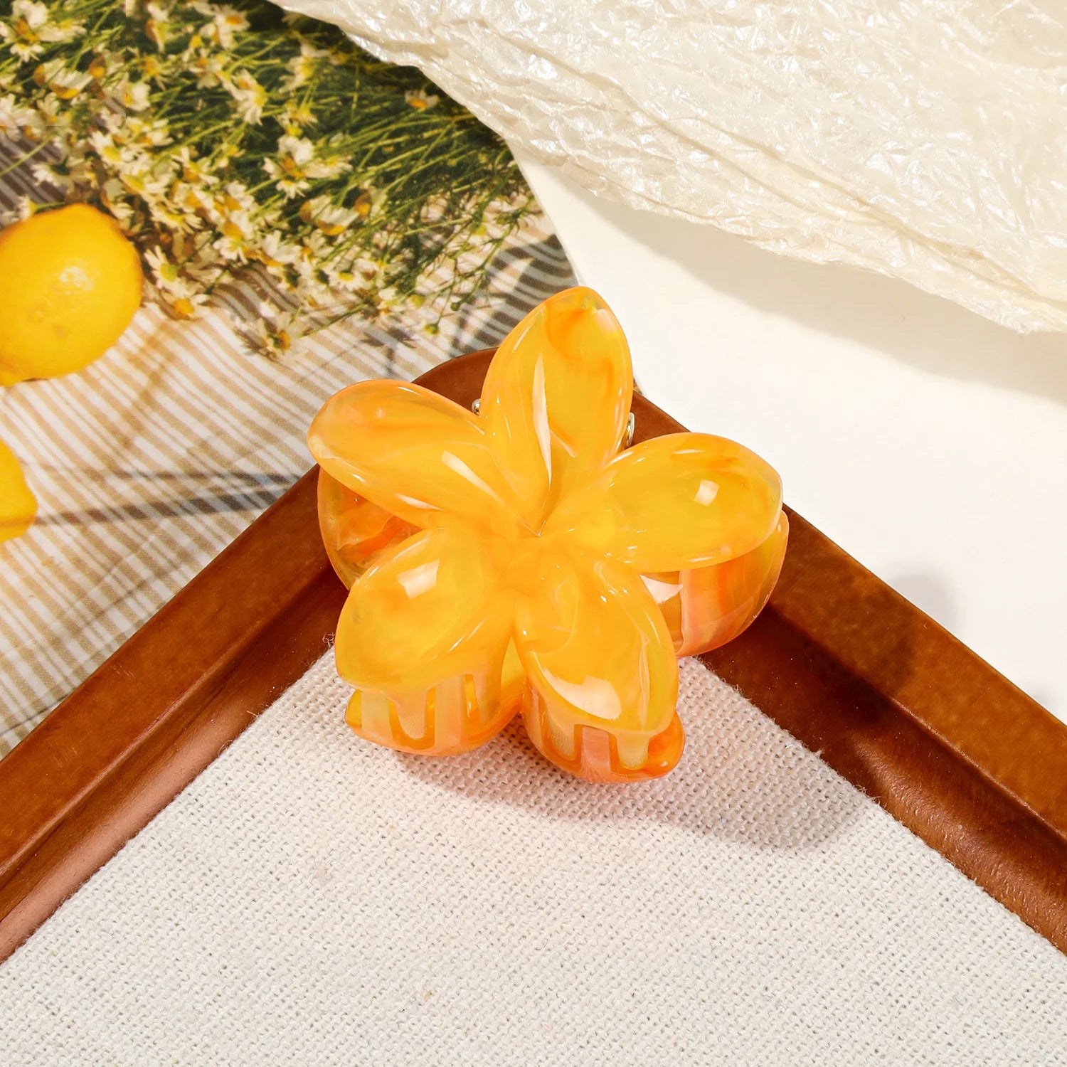 Hawaiian Gradient Marble Flower Hair Clips Small Lightweight - Smarsty