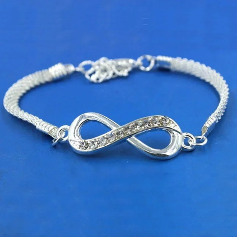 Unisex Crystal Inlay Bracelet with 8 Shape Charm - Smarsty