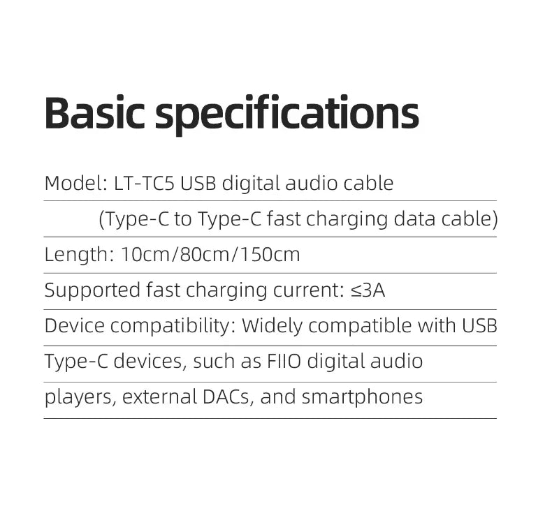 FiiO LT-TC5 Silver-Plated Type C Audio Cable - Smarsty