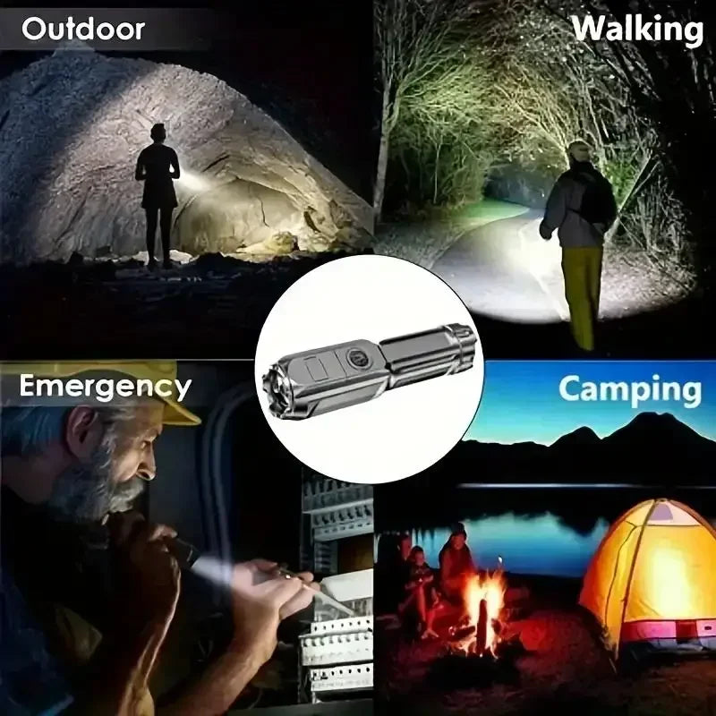 4 Lighting Mode Super Bright LED Flashlights Telescopic Zoom Tactical Torch USB 18650 Long-Range Waterproof Camping Flashlight by Smarsty