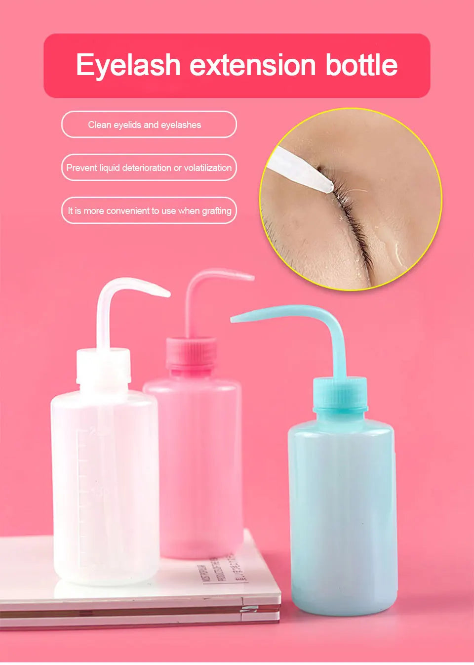 Eyelash Cleaning Bottle with Curved Spout 250ml 500ml - Smarsty