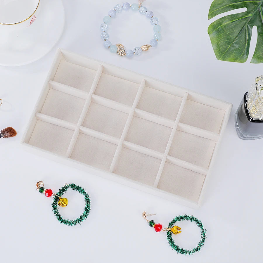 Beige Flocking Jewelry Box with Exquisite Design - Smarsty