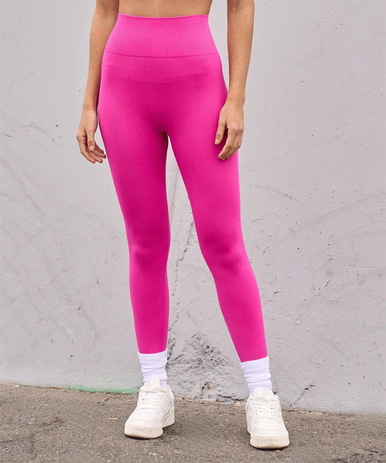 Seamless High Waist Sports Pants, Peach Hip Lift Back, V-Fold, Fitness Pants - Smarsty