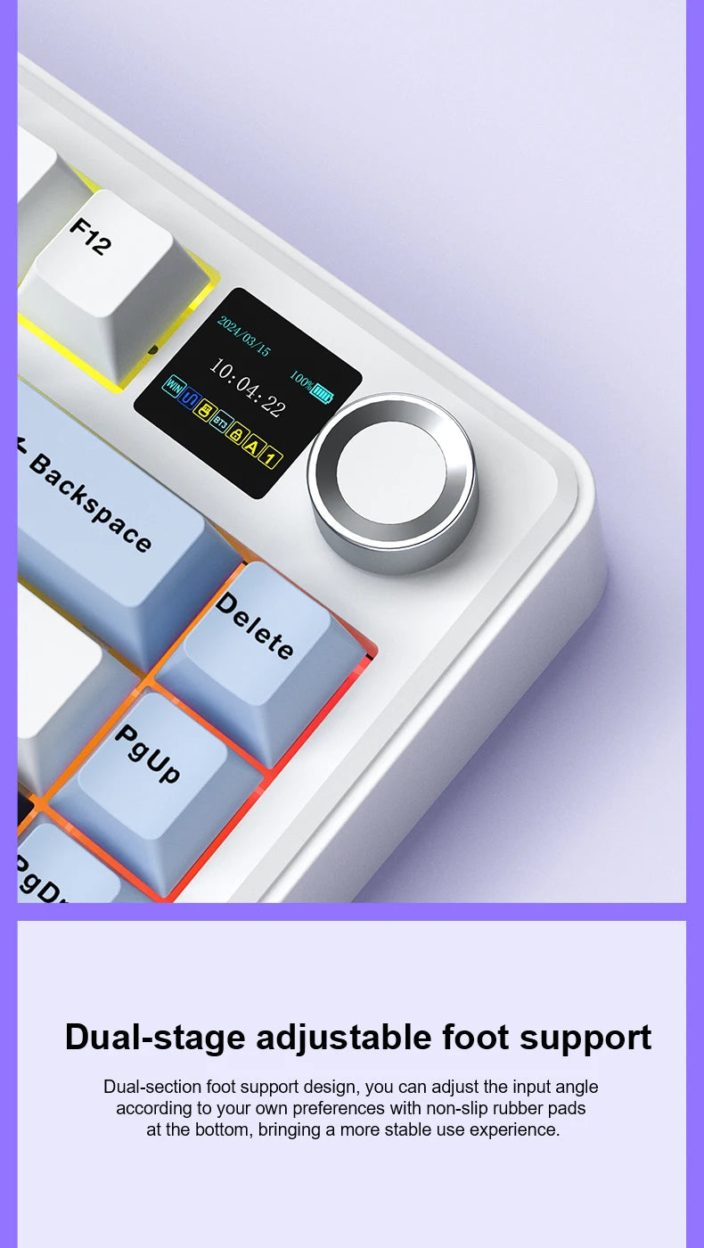 Gaming Mechanical Keyboard 75 Percent Hot Swap TFT Screen