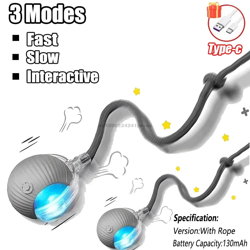 Automatic Rolling Cat Ball Toy with Rechargeable Faux Tail - Smarsty