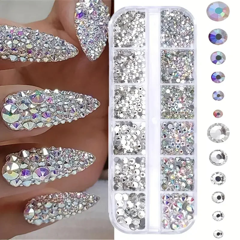 Boxed 3D Flat Back Nail Rhinestones Kit for DIY Manicure - Smarsty