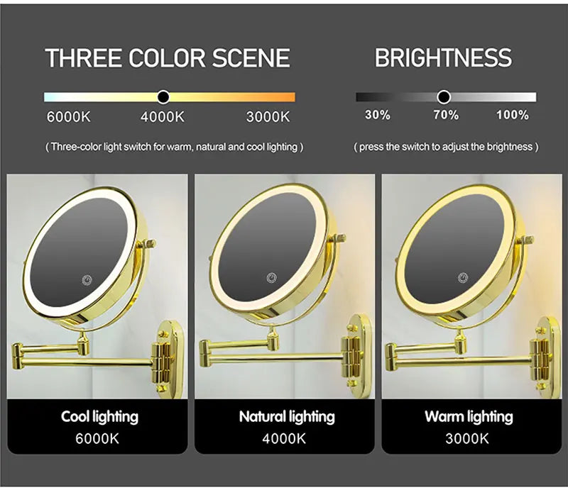 8 Inch Chrome Makeup Mirror with Dual Magnification - Smarsty