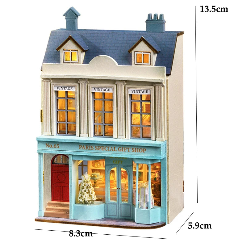 DIY Mini Wooden Doll House Assembly Building Model Pink Princess Villa Architecture Kit 3D Puzzle Dollhouse With Furniture Gifts by Smarsty