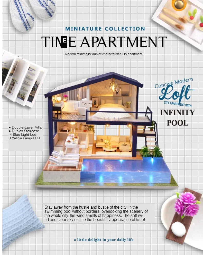 DIY Doll House Miniature Dollhouse With Furnitures Wooden House Miniaturas Toys For Children New Year Christmas Gift A by Smarsty