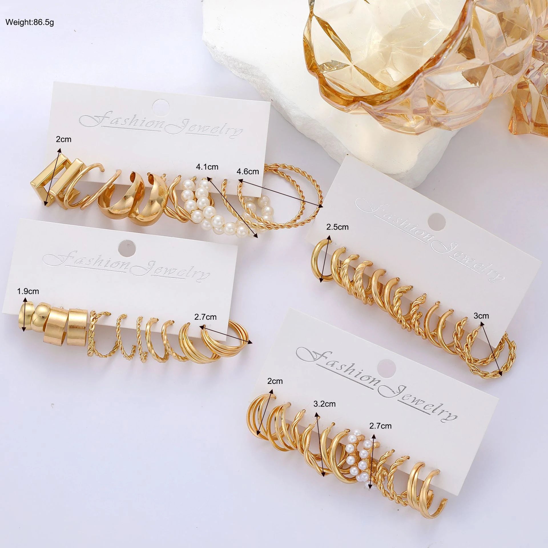 Boho Gold Circle Hoop Earrings Set with Vintage Pearl Design - Smarsty