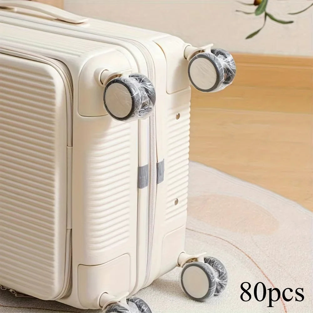50/80pcs Luggage Wheel Covers - Dustproof Suitcase Protectors Wheel, Disposable Travel Accessories for Trolley Cases