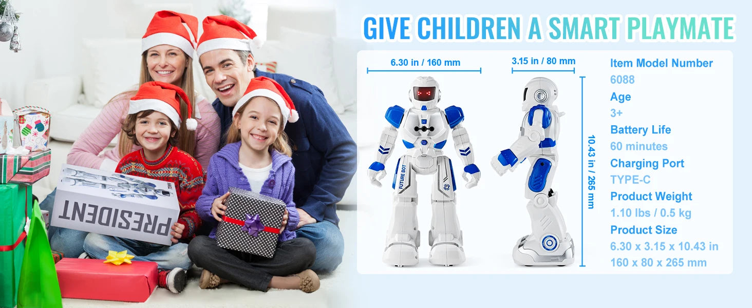 SucceBuy RC Robot Action Walking Singing Dancing Figure Gesture Sensor Toys for Age 3+ Kids Boys Girls Birthday Gift Present