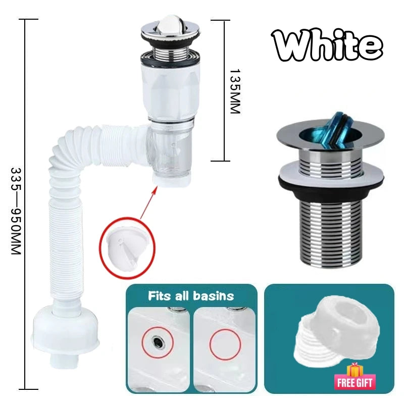 Flexible Anti-Odor Drain Pipe Set for Kitchen and Bathroom - Smarsty